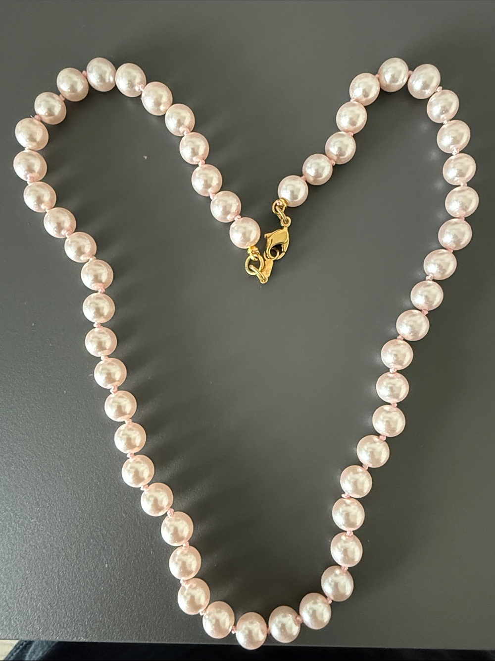 Delicate Pink Pearl Necklace with Gold Clasp